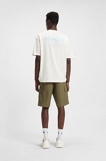 Shorts BOSS Structured Cotton Cargo Shorts with Drawstring Grön | 50517924, 1