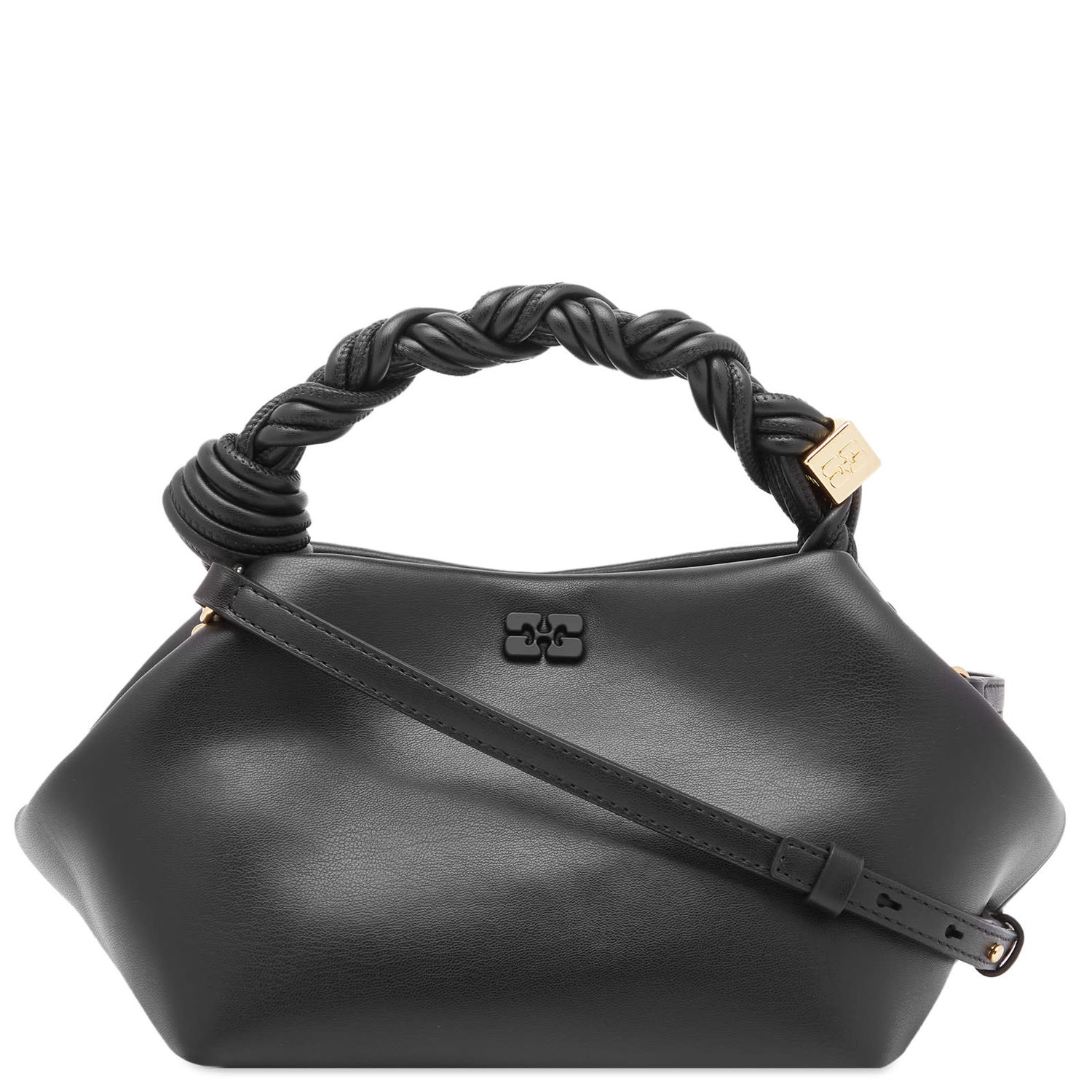 Handväska GANNI Braided Handle Leather Shoulder Bag Svart | A5241-099, 0