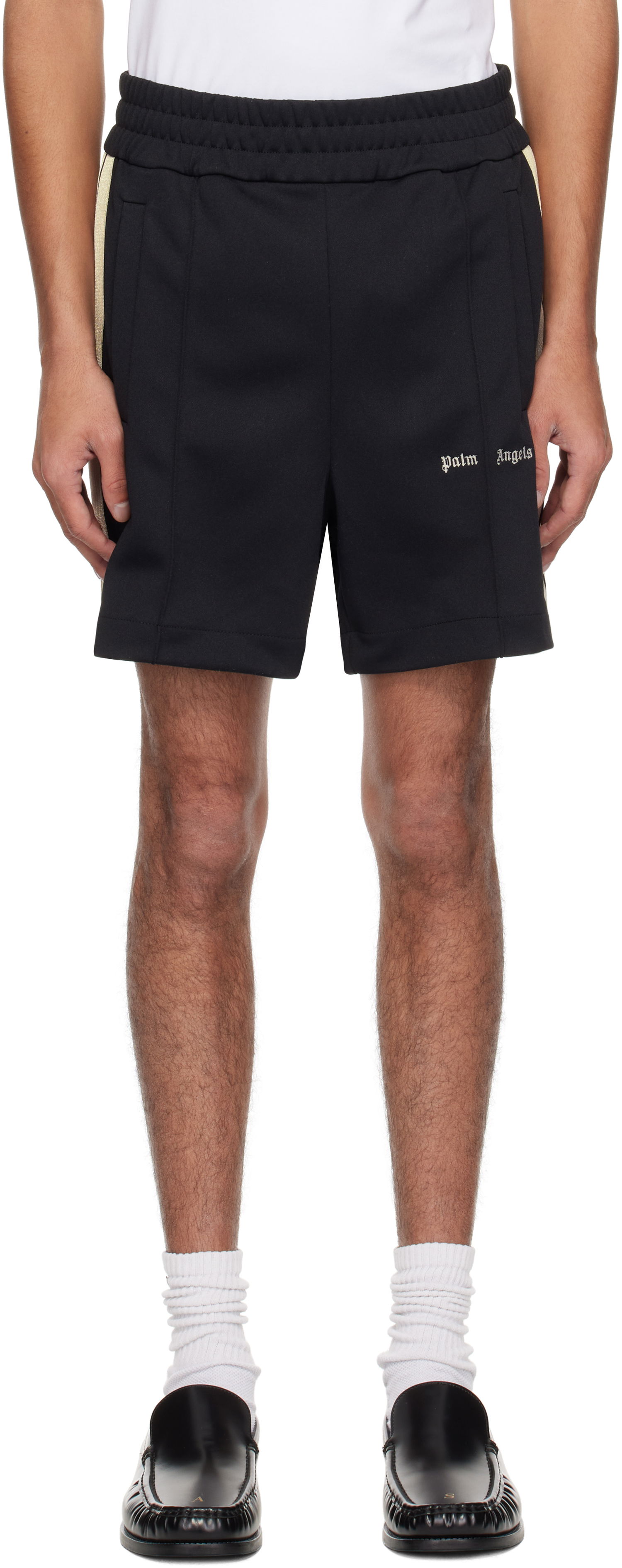 Shorts Palm Angels Palm Angels Embroidered Logo Track Shorts Svart | PMCL004C99FAB0021003, 0