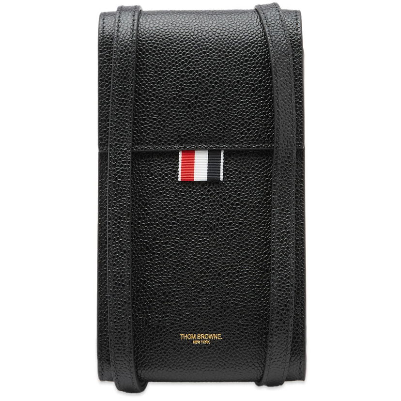 Axelväska Thom Browne Thom Browne Pebbled Leather Phone Crossbody Bag Svart | MAC113A-00198-001