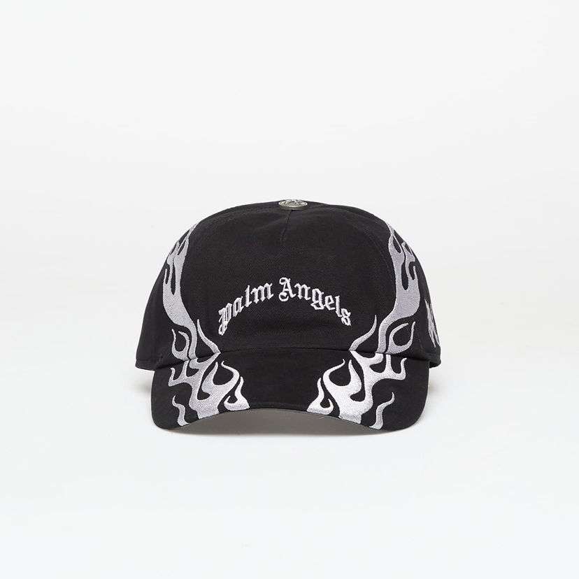 Keps Palm Angels Curved Logo Flames Cap Black/ Light Grey Universal Svart | PMLB104F25FAB0061005
