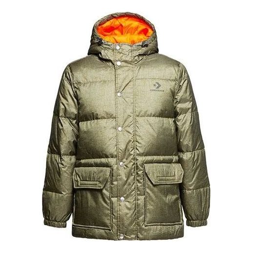 Pufferjacka Converse Mid-Length Printed Down Puffer Jacket Grön | 10007262-A01
