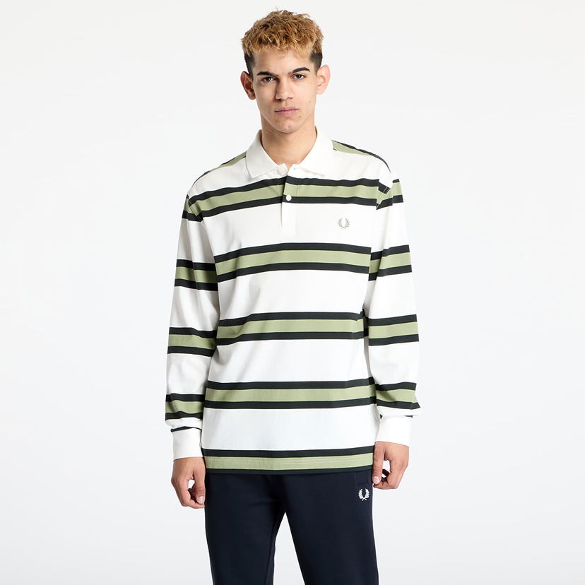 Polotröja Fred Perry FRED PERRY Jersey Stripe Polo Shirt Vit | M9849 760