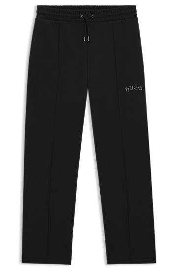 Träningsoverall BOSS Cotton-blend Drawstring Tracksuit Bottoms with Front Seams and Embroidered Logo Svart | 50546780, 0