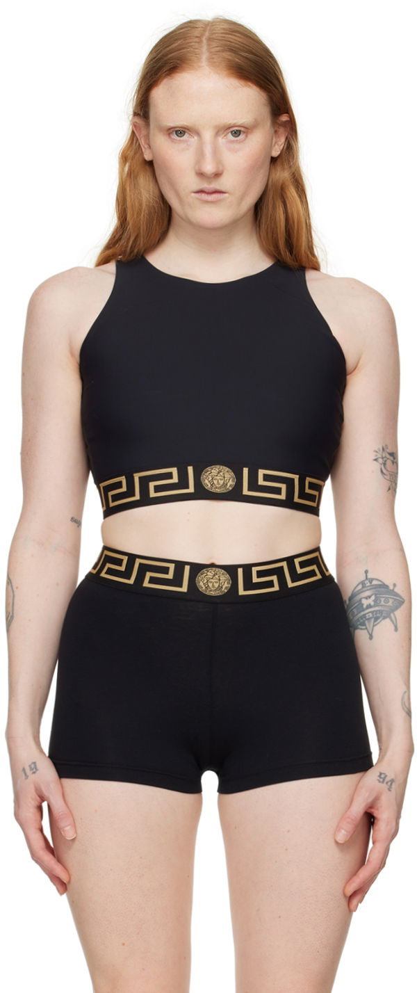Linne Versace Versace Greca Border Sports Bra Svart | 1010783_1A06229_1B000