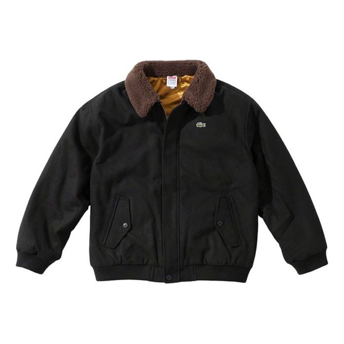 Bomberjacka Supreme Supreme x Lacoste Wool Bomber Jacket Svart | SUP-FW19-530