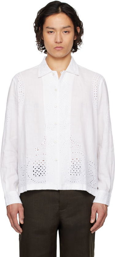 Skjorta Bode Bode Belvoir Eyelet Shirt Vit | MRS25SH039, 0