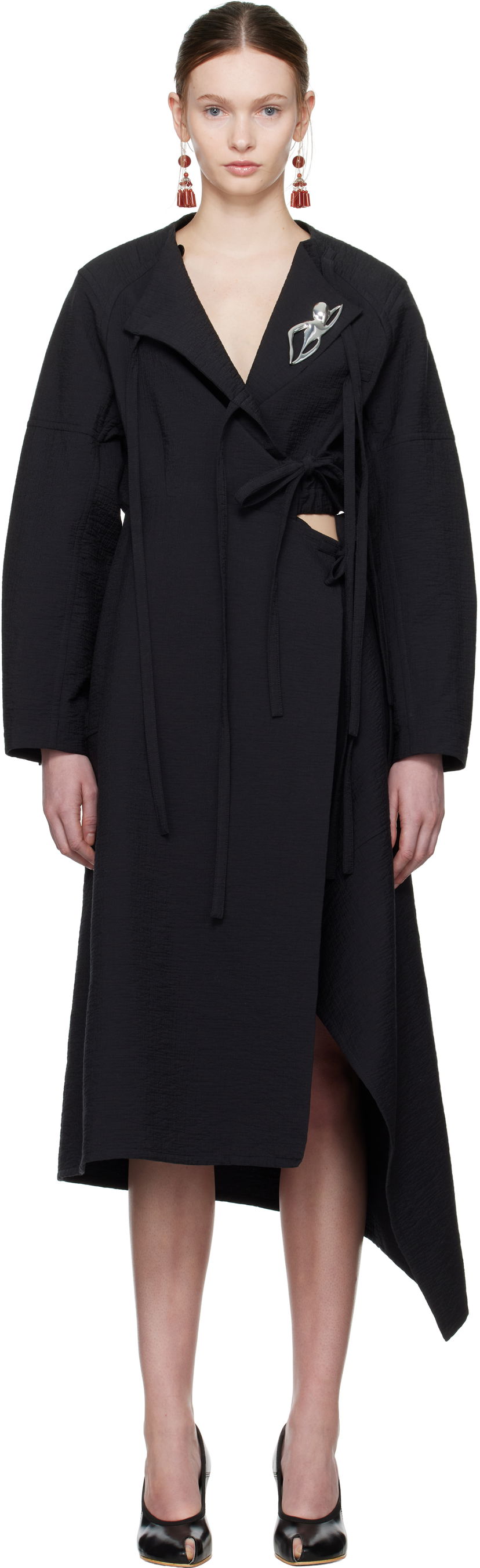 Klä Tory Burch Tory Burch Cotton Wrap Midi Dress Svart | 173644-001