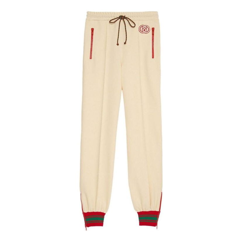 Träningsbyxor Gucci Polyester Blend Ivory Jogging Pants Beige | 734577-XJEWO-9782