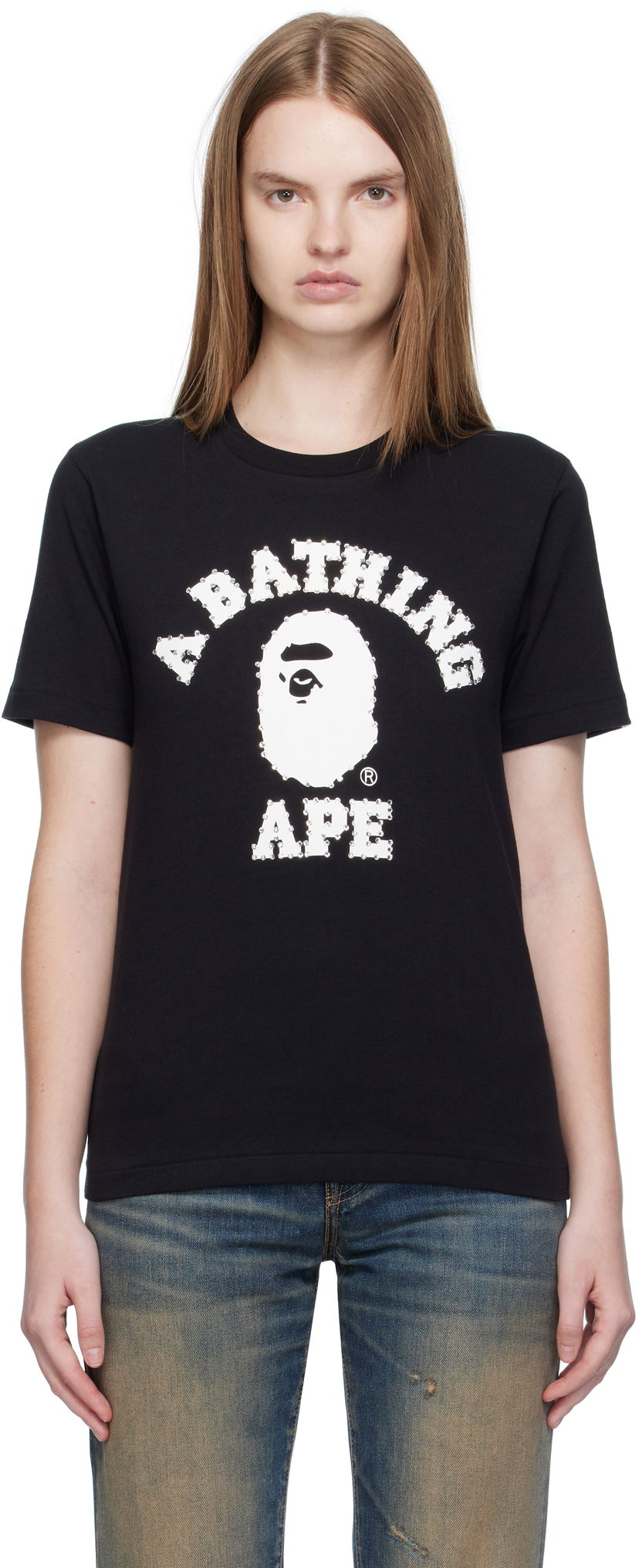 T-shirt BAPE Crystal Stone College T-Shirt Svart | 001TEL302064L