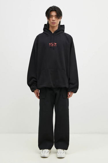 Sweatshirt VETEMENTS Oval Logo Cropped Boxy Hoodie Svart | UA66HD600BR, 3