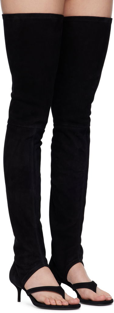 Kläder Alaïa ALAÏA Stretch Suede Tall Thong Boots Svart | AA3O057CK311, 3
