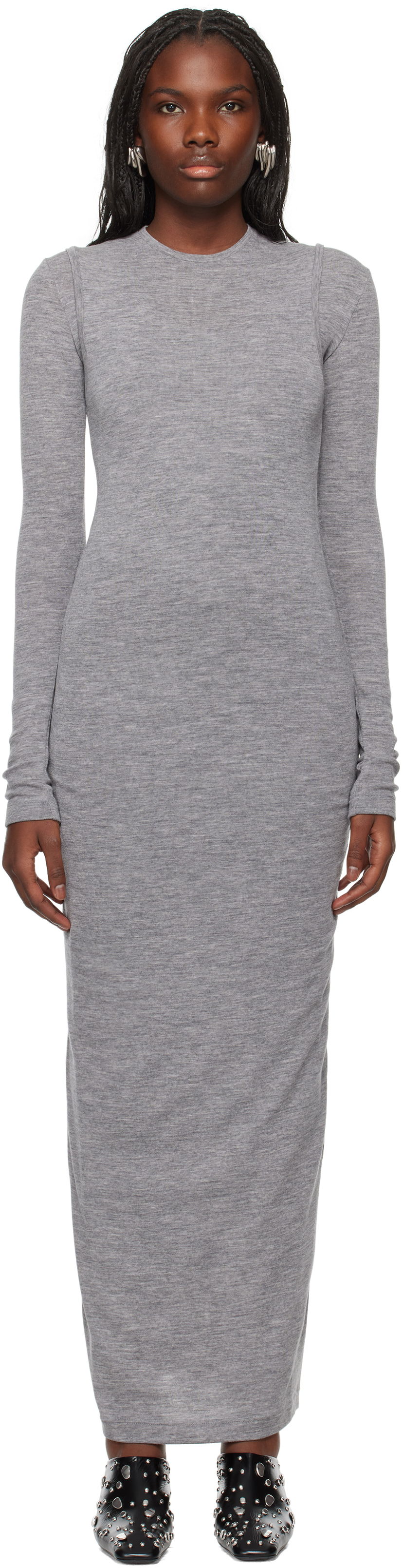 Klä Jil Sander Lightweight Slub Wool Maxi Dress Grå | J40FV0112_J20226