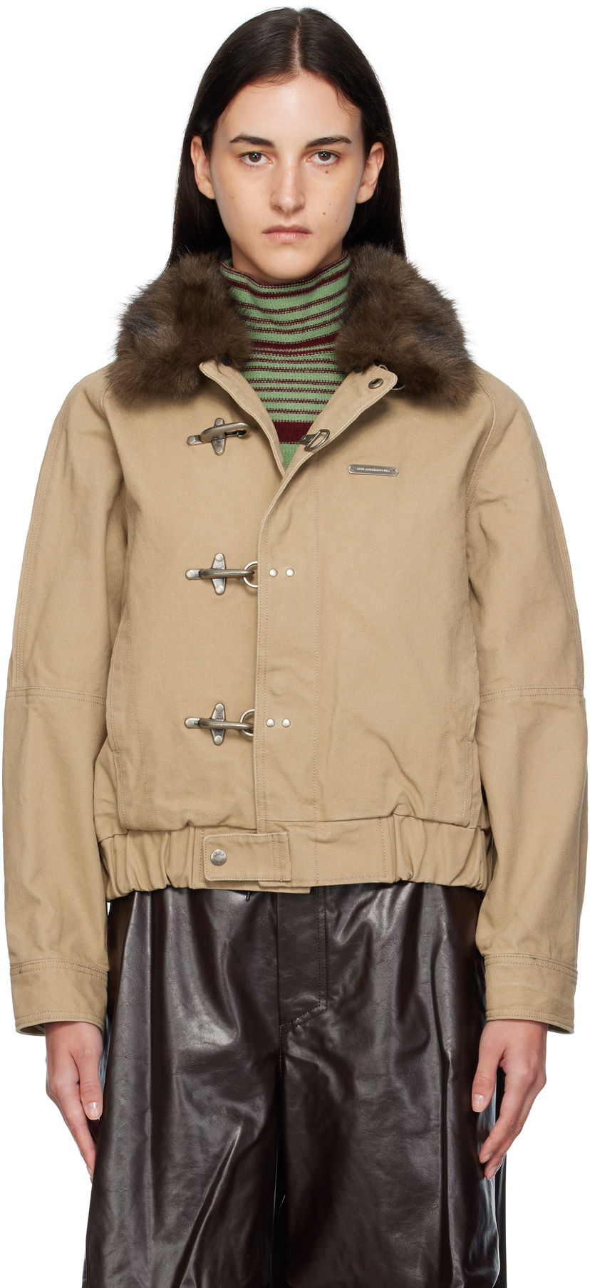Jacka Andersson Bell Andersson Bell Washed Cotton Jacket with Faux Fur Collar Beige | awa712u
