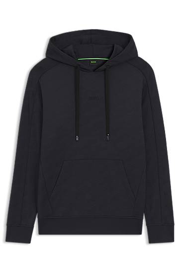 Sweatshirt BOSS Regular-fit Hoodie with Quilted Jacquard, Drawstring, and Kangaroo Pocket Svart | 50549721
