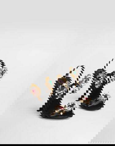 Tillbehör Dolce & Gabbana Dolce & Gabbana Embroidered Satin Sandals Svart | CR1934AX85280999, 1