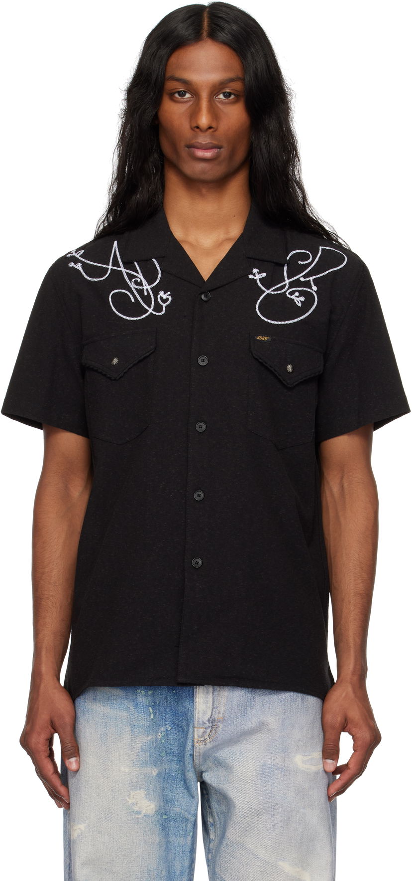 Skjorta Andersson Bell Andersson Bell Chain Embroidered Shirt Svart | atb1280m