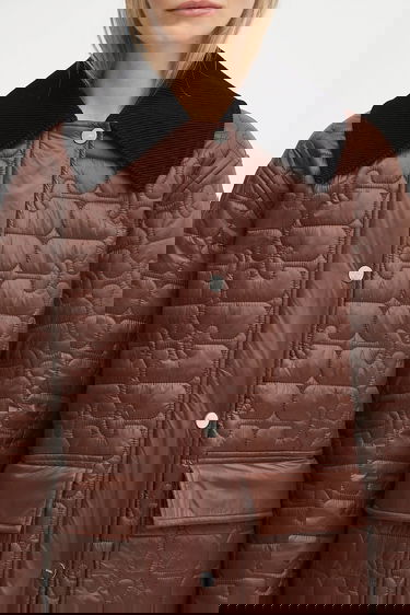 Jacka GANNI GANNI Shiny Quilt Midi Jacket Brun | W0397, 3