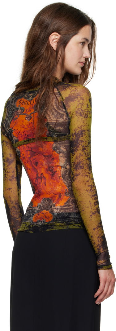 T-shirt Jean Paul Gaultier Jean Paul Gaultier 'The Médaillon' Print Mesh Top Grön | 25/03-W-TO303-M006P-004115, 2