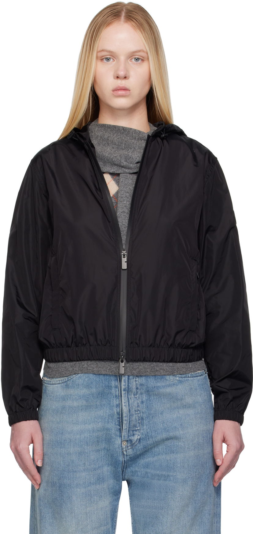 Jacka Burberry Burberry Knight Stamp Nylon Jacket Svart | 8113647