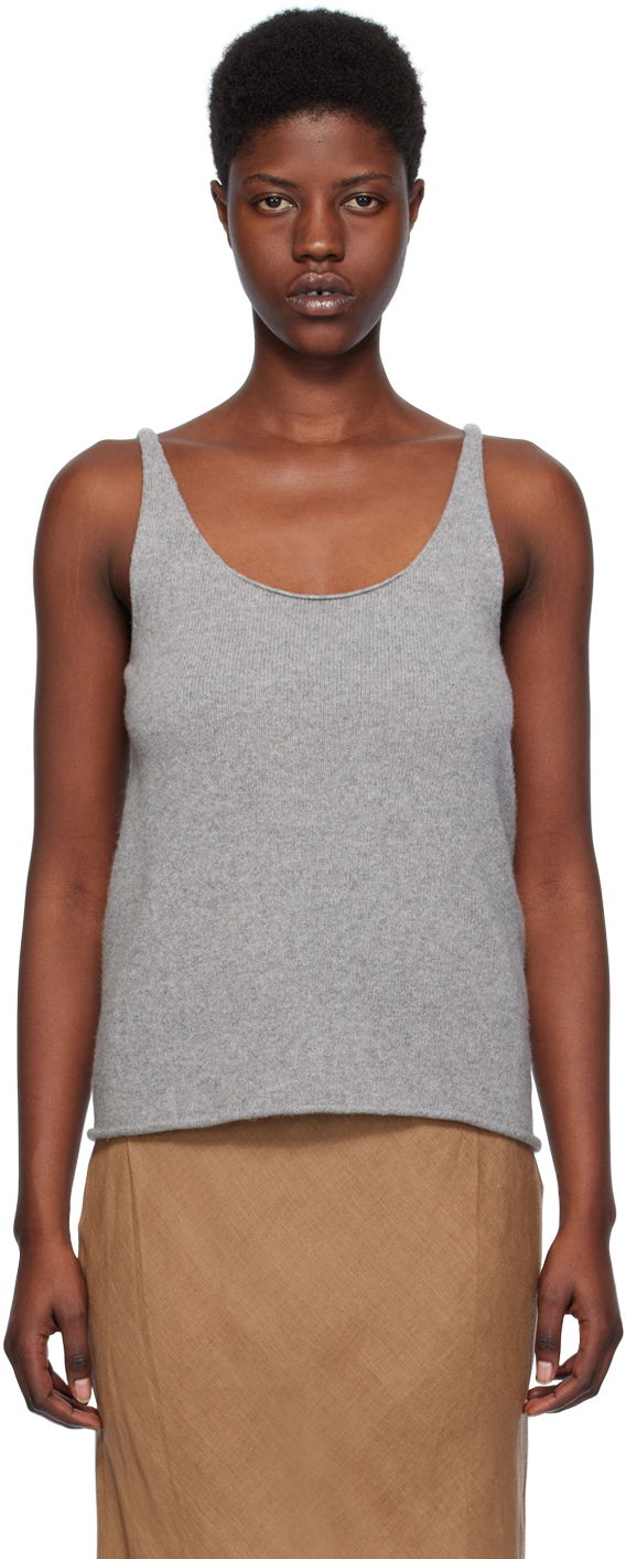 Linne Baserange Sleeveless Ribbed Tank Top Grå | KNRT-RC-SP24