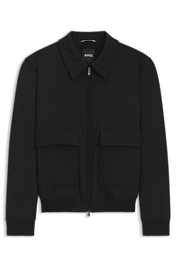 Sweater BOSS Zip-up Knit Jacket Svart | 50547088
