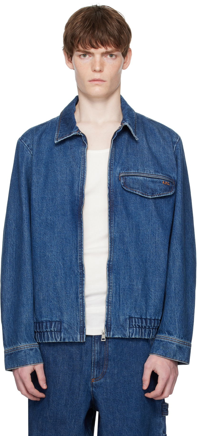 Jacka A.P.C. A.P.C. Fabrizio Zippé Denim Jacket Blå | COHJK-H32015
