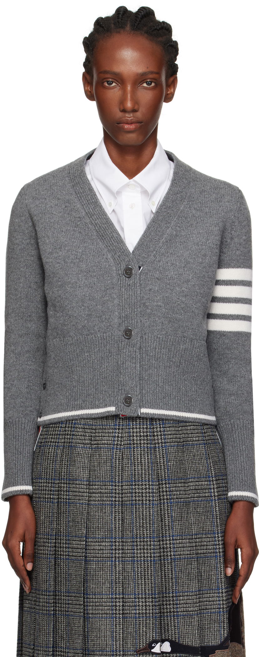 Sweater Thom Browne Thom Browne Intarsia Geese 4-Bar V-Neck Cardigan Grå | FKC657A-Y1029