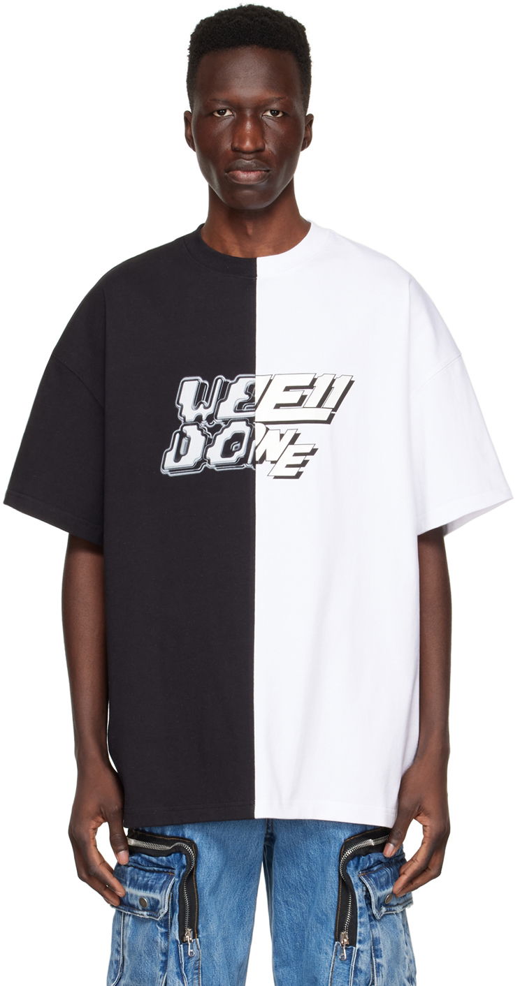 T-shirt We11done Half & Half T-Shirt Vit | WD-TT1-22-558-U-BW