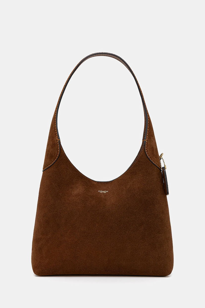 Handväska Coach Coach Brooklyn Suede Shoulder Bag Brun | CW637