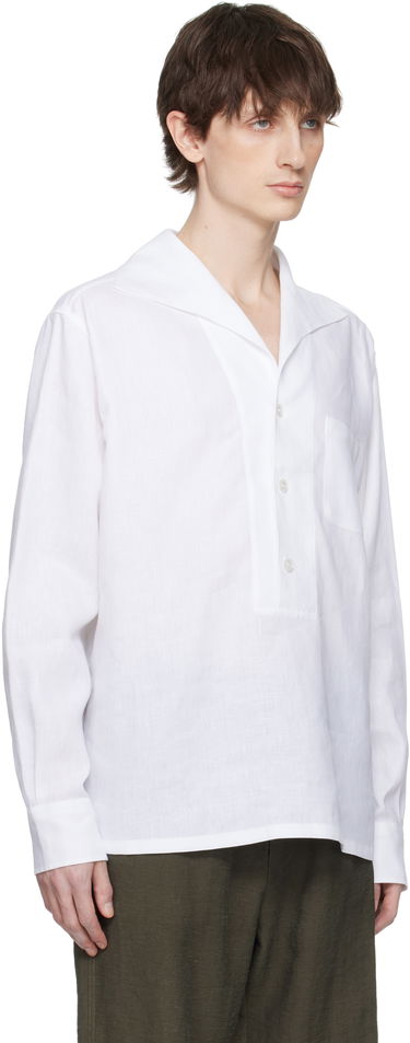 Skjorta Dolce & Gabbana Dolce&Gabbana Three-Button Long-Sleeved Linen Shirt Vit | G5ND3TFU4JB, 1