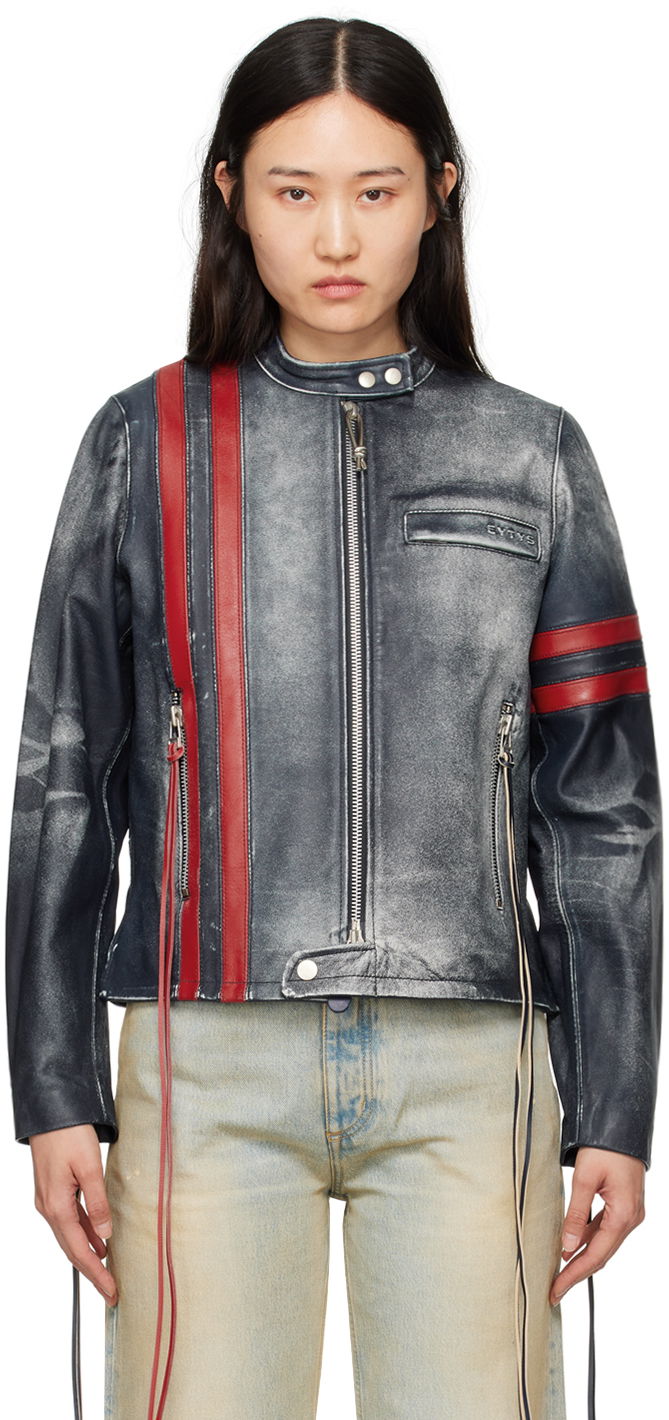Jacka Eytys EYTYS Damon Leather Jacket Mörkblå | A335001