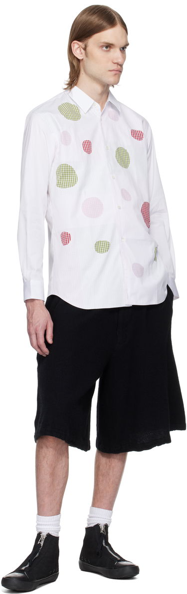 Skjorta Comme des Garçons Comme des Garçons Cotton Poplin Check Appliqué Shirt Vit | FO-B007-051, 3
