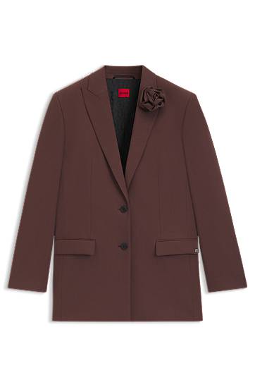 Jacka BOSS Relaxed Fit Blazer with Flower Brooch Brun | 50544133