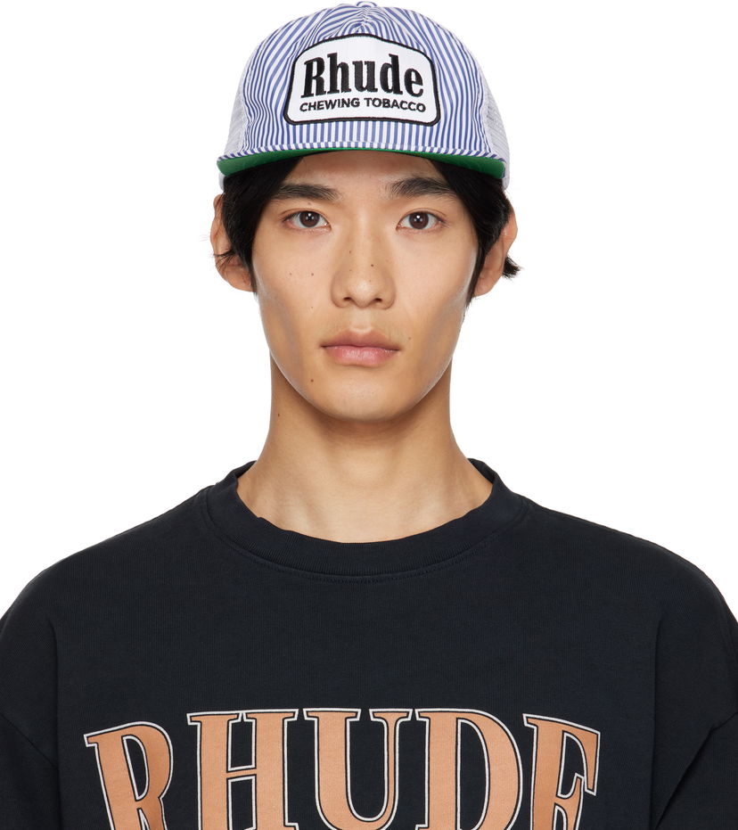 Keps Rhude Rhude Striped 'Tobacco' Trucker Hat Blå | RHPF25HA01748