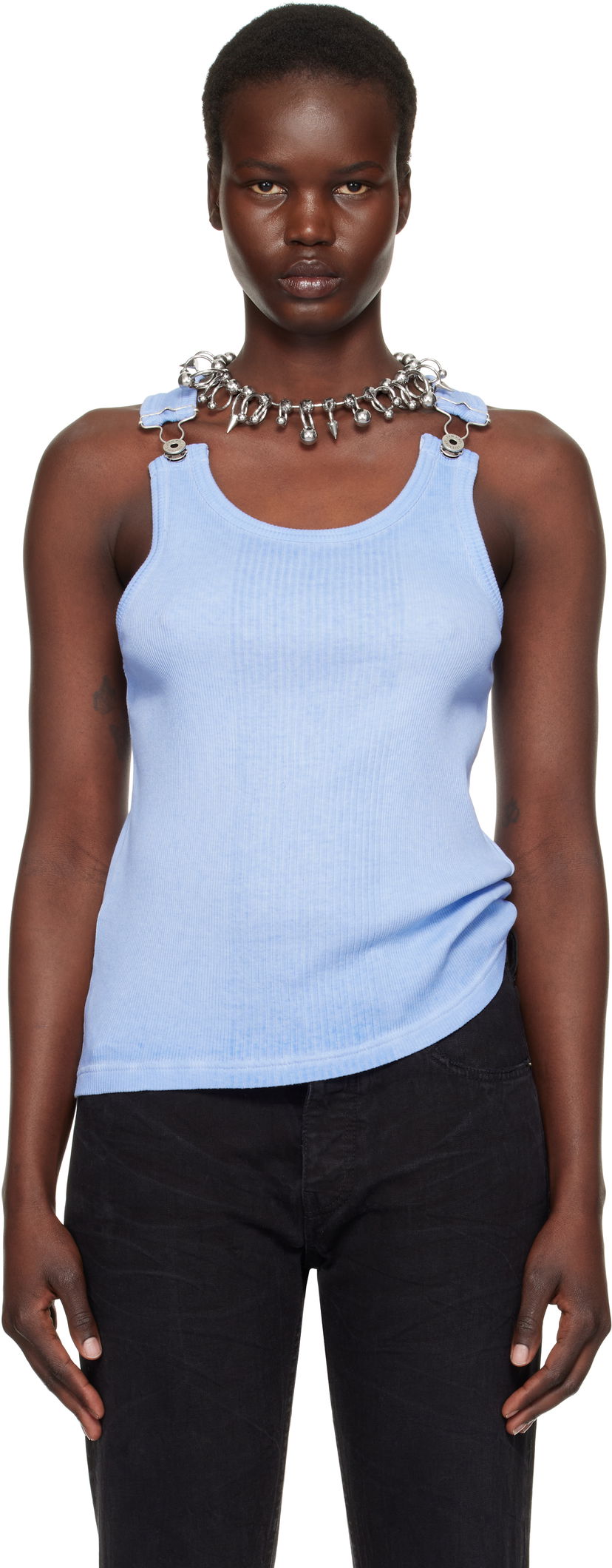 Linne Jean Paul Gaultier Jean Paul Gaultier 'The Straps' Tank Top Blå | 25/33-F-DB047-J054-52
