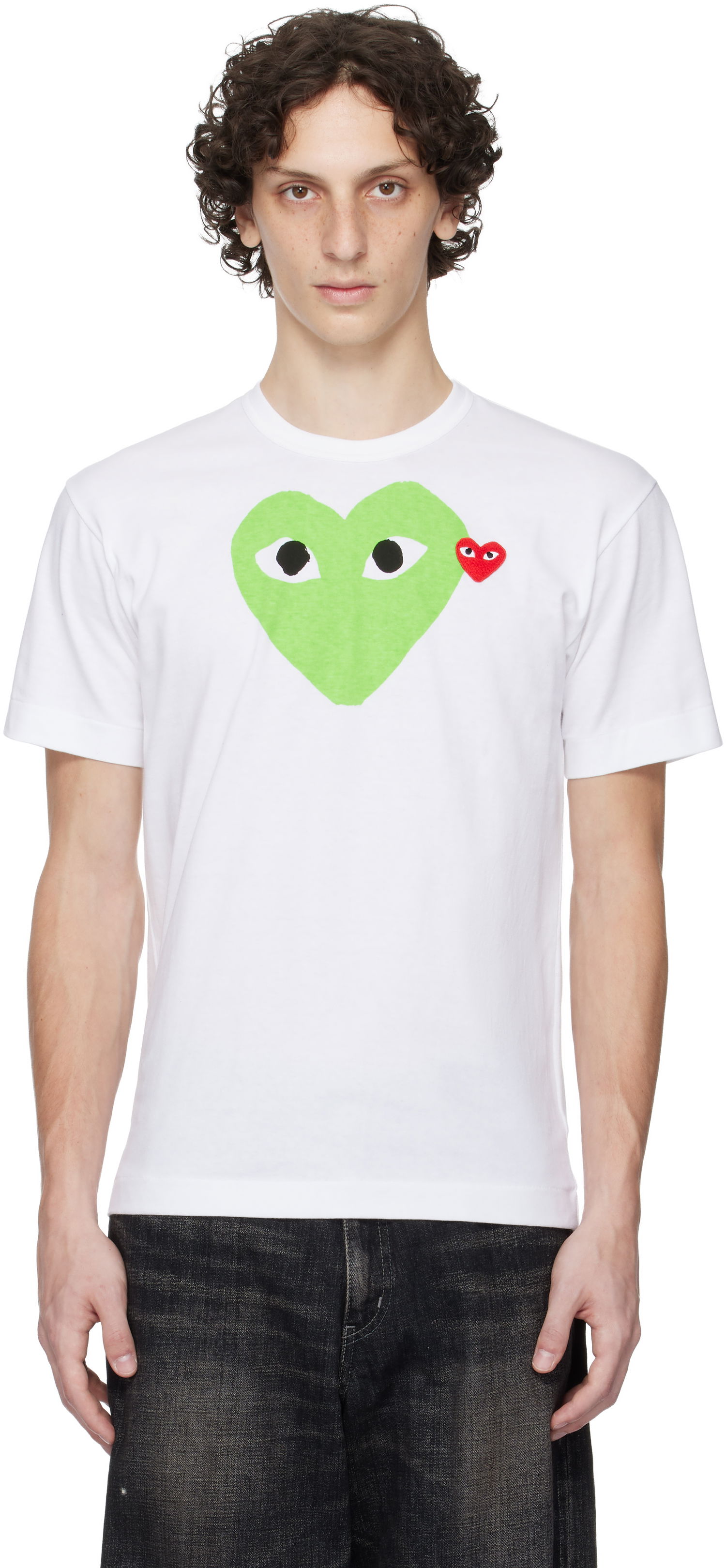 T-shirt Comme des Garçons Play Pastel Heart & Emblem Tee Vit | AX-T106-051, 0