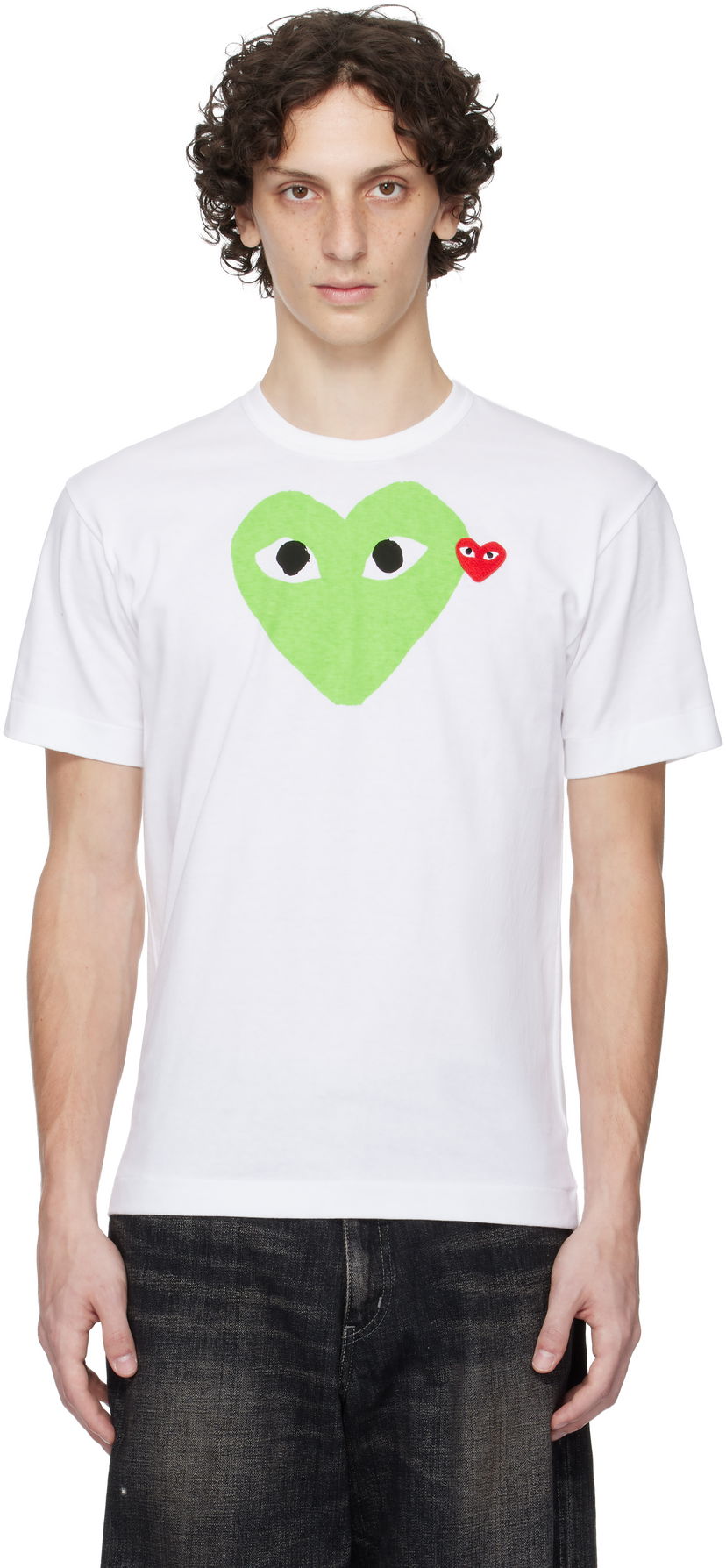 T-shirt Comme des Garçons Play Pastel Heart & Emblem Tee Vit | AX-T106-051