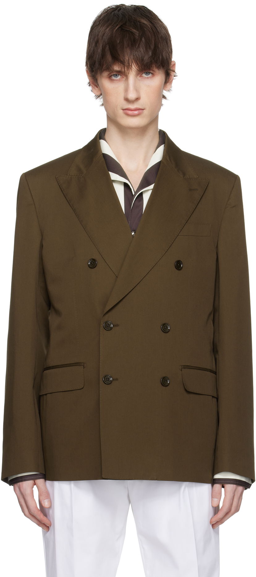 Jacka Dolce & Gabbana Dolce&Gabbana Double-Breasted Technical Gabardine Blazer Brun | G2TV8TFUFNV