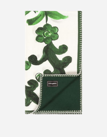 Heminredning Dolce & Gabbana Dolce & Gabbana Silk And Wool Floral Scroll Blanket Grön | TCE012TCAB6UV013, 1