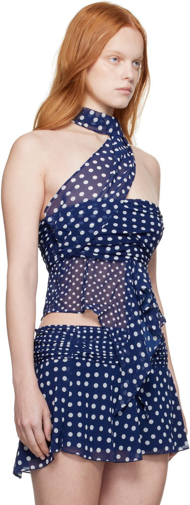 Linne GUIZIO Guizio Chiffon Polka Dot Wrap Top Blå | P25119W096, 1