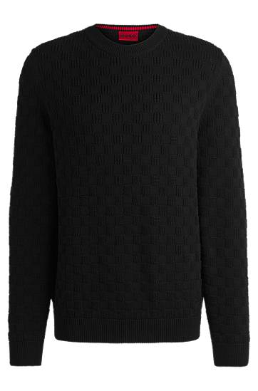 Sweater BOSS Relaxed-Fit Jacquard Sweater Svart | 50531812
