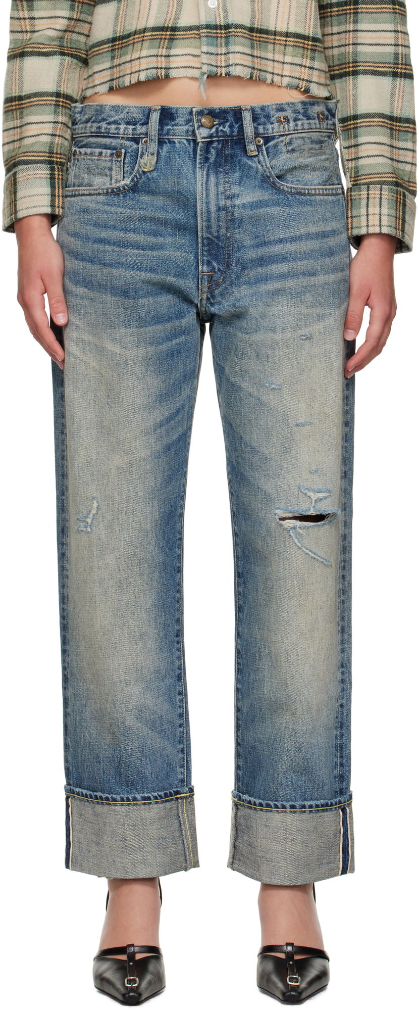 Jeans R13 R13 Cuffed Boyfriend Jeans Blå | R13WD196-D324C