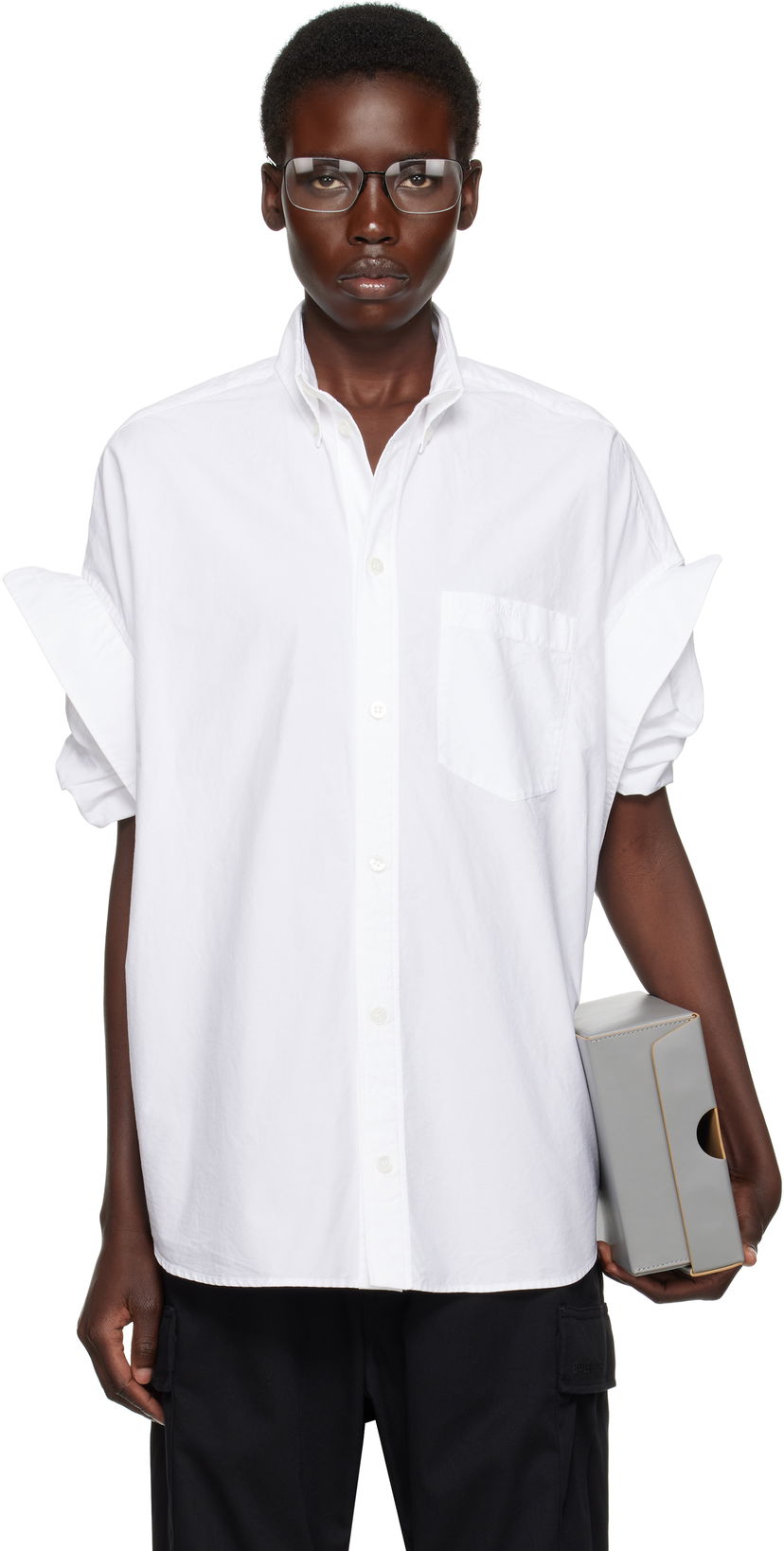 Skjorta Balenciaga Balenciaga Tucked Sleeve Shirt Vit | 834033TNM60