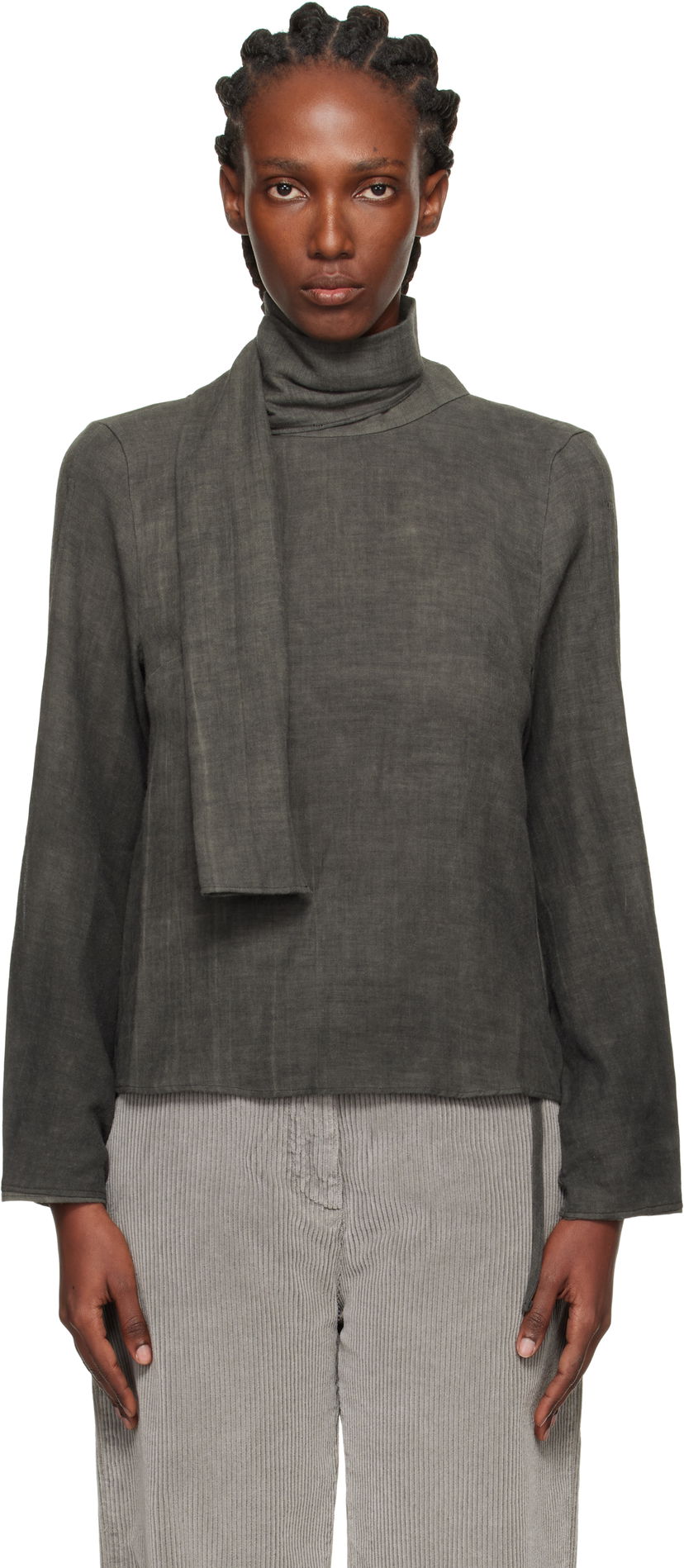 Skjorta OUR LEGACY Virtuous Draped Neck Blouse Grå | W4252VD