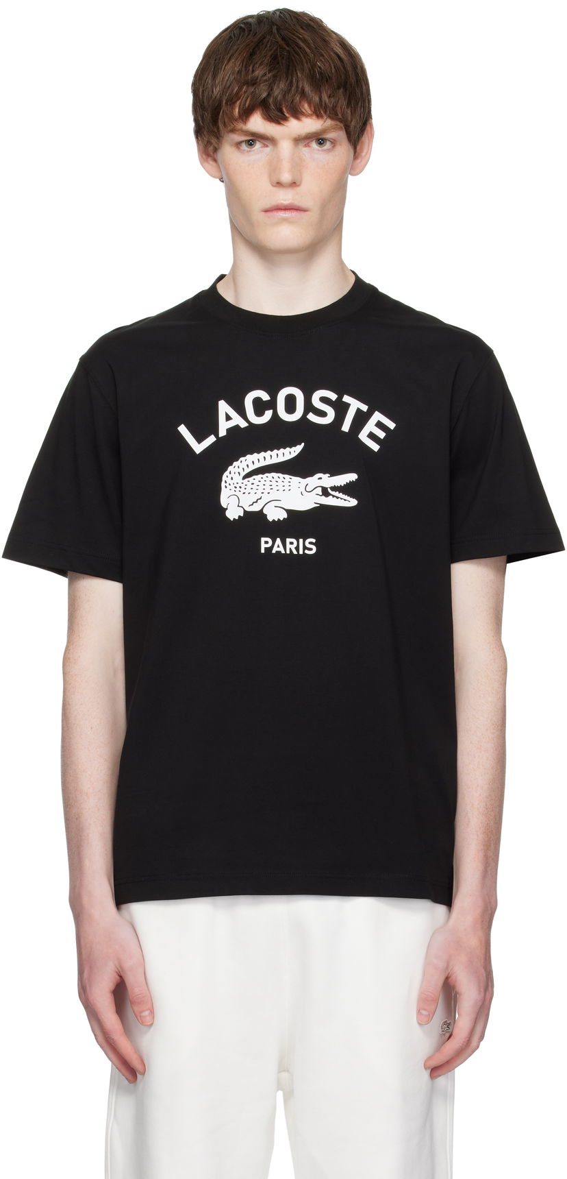 T-shirt Lacoste Lacoste Signature Print Cotton T-Shirt Svart | TH2733_031