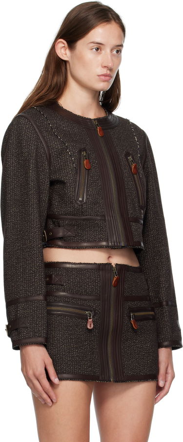 Jacka R13 R13 Stitch Detail Cropped Crewneck Jacket Brun | R13WR449-R567A, 1