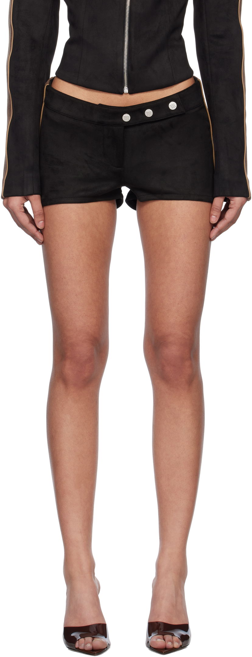 Shorts MISBHV MISBHV Faux Suede Moto Shorts Svart | 250W353