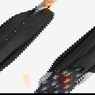 Skjorta Needles 7 Cuts Wide Over Dyed Flannel Shirt, Size Large Svart | QV400-C, 2