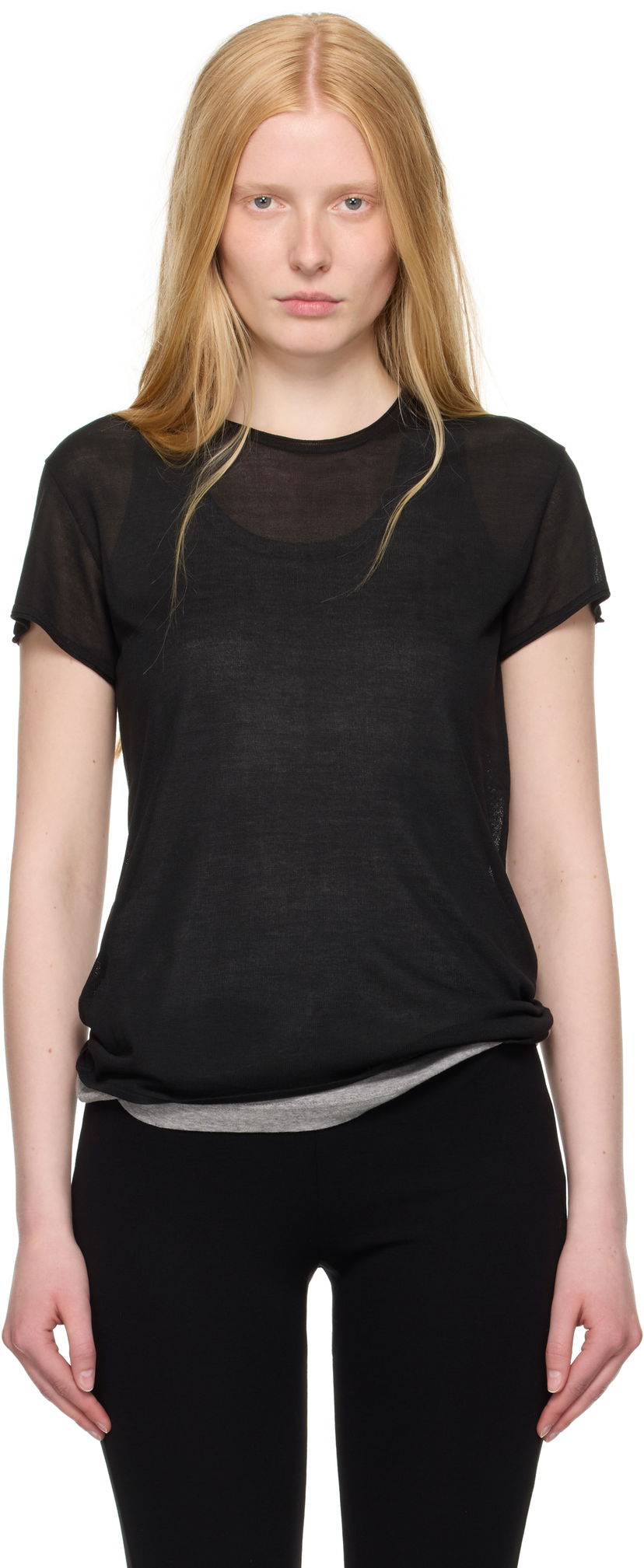 T-shirt TOTEME TOTEME Silk T-Shirt Svart | 252-WRT0476-YA0173